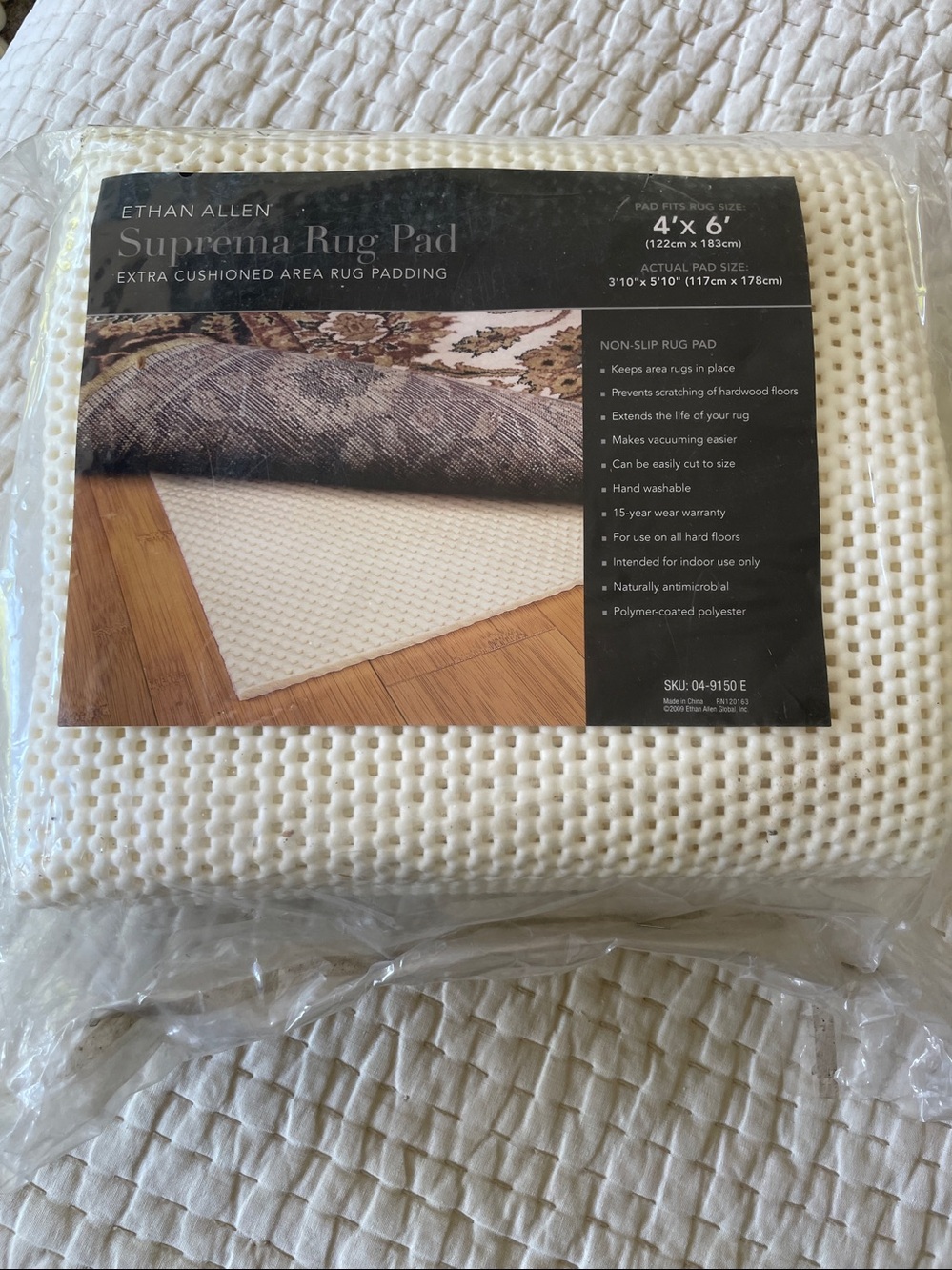 Ethan Allen 4 x 6 Suprema rug pad, extra cushioned